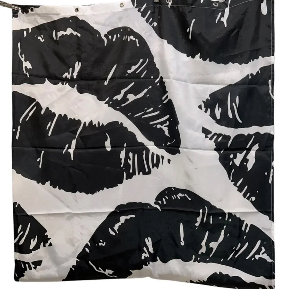 Black LIPS white shower curtain NEW